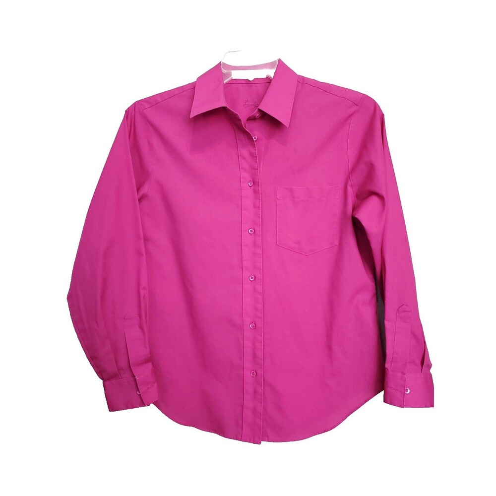 Foxcroft Wrinkle Free Cotton Blend Pink Long Sleeve Button-Up Top Size 10P